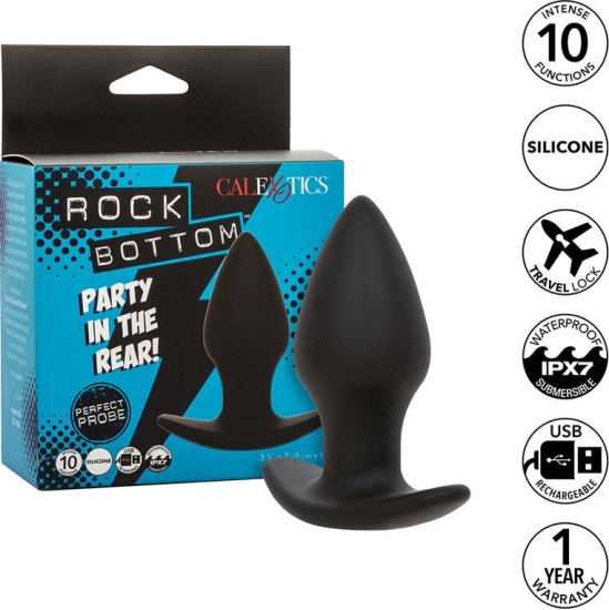 Calexotics ROCK BOTTOM PERFECT ANAL PLUG 10 VIBRATIONS SILICONE BLACK