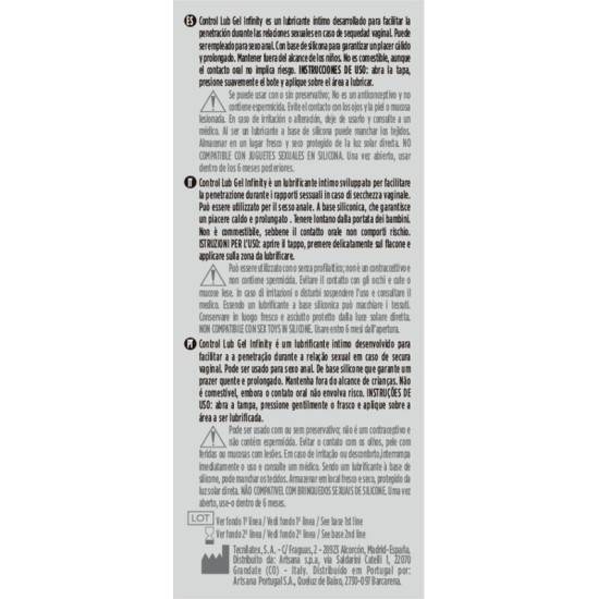 Control Lubes CONTROL - INFINITY SILICONE BASED LUBRICANT 75 ML