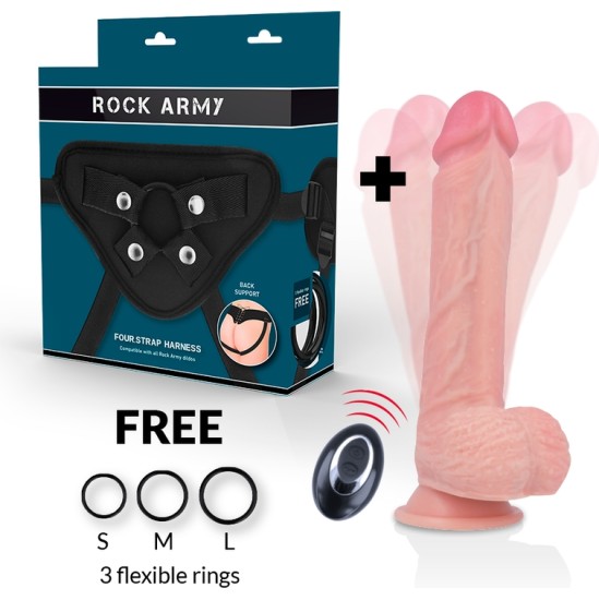 Rock Army ROCKARMY - HARNESS + LIQUID SILICONE VIBRATOR PREMIUM APACHE REMOTE CONTROL 20.5 CM -O- 4.62 CM
