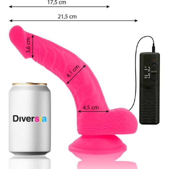 Diversia FLEXIBLE VIBRATING DILDO PINK 21.5 CM -O- 4.5 CM