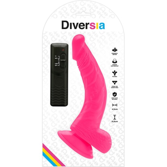Diversia FLEXIBLE VIBRATING DILDO PINK 21.5 CM -O- 4.5 CM