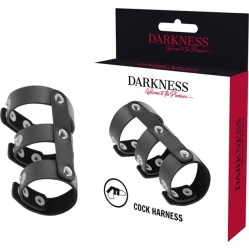 Darkness Bondage DARKNESS - ADJUSTABLE LEATHER DOUBLE PENIS AND TESTICLE RING