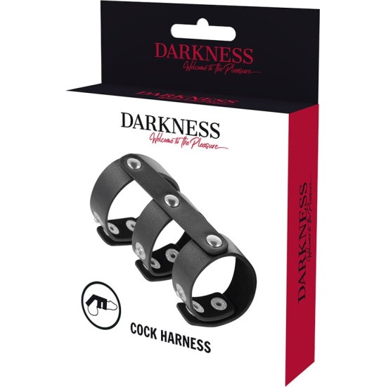 Darkness Bondage DARKNESS - ADJUSTABLE LEATHER DOUBLE PENIS AND TESTICLE RING