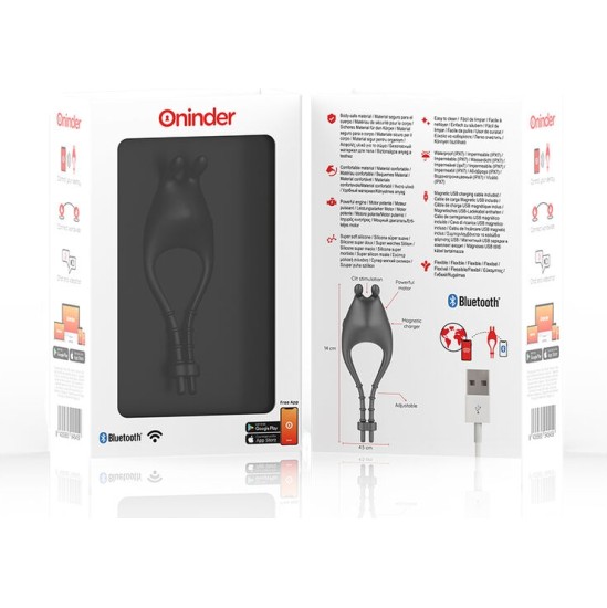 Oninder PAMPA RECHARGEABLE ADJUSTABLE VIBRATOR RING WITH CLITORIS STIMULATOR 10 SPEED - FREE APP