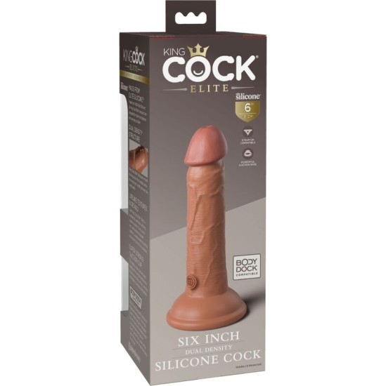 King Cock ELITE REALISTIC SILICONE DILDO 15.2 CM CARAMEL