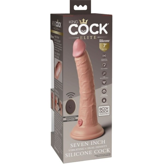 King Cock ELITE REALISTIC DILDO VIBRATOR & SILICONE REMOTE CONTROL 17.8 CM
