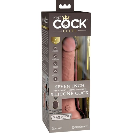 King Cock ELITE REALISTIC DILDO VIBRATOR & SILICONE REMOTE CONTROL 17.8 CM