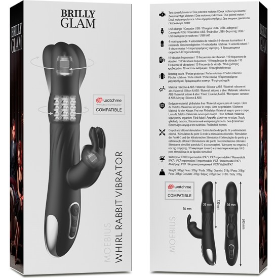 Brilly Glam MOEBIUS RABBIT VIBRATOR & ROTATOR COMPATIBLE WITH WATCHME WIRELESS TECHNOLOGY