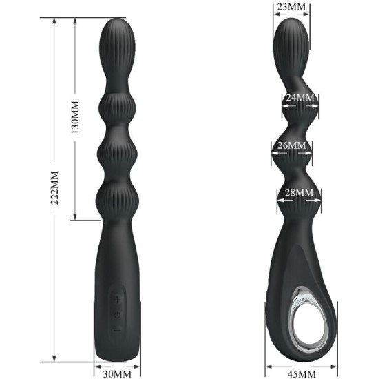 Pretty Love FEDERER ANAL VIBRATOR 12 VIBRATIONS BLACK