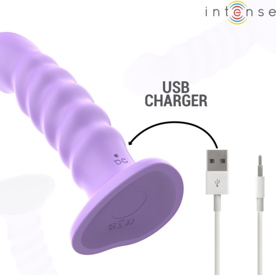 Intense Fun INTENSE - BRENDA VIBRATOR SIZE M SPIRAL DESIGN 10 VIBRATIONS PURPLE REMOTE CONTROL