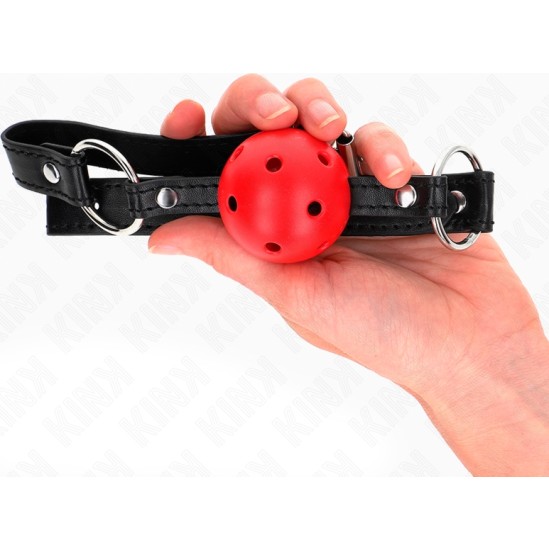 Kink Collar & Gag KINK - HOLLOW HARD RED BALL 4.5 CM GAG MODEL 1 63.5 X 2 CM