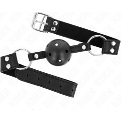 Kink Collar & Gag KINK - BREATHABLE BALL 4 CM GAG WITH DOUBLE RIVET MODEL 1 BLACK 62.5 x 2.5 CM ADJUSTABLE 42-58 CM