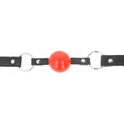 Kink Collar & Gag KINK - BALL 4 CM GAG WITH LOCK RED BALL BLACK STRAP 60 x 2 CM