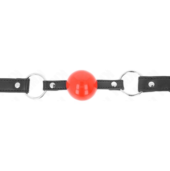Kink Collar & Gag KINK - BALL 4 CM GAG WITH LOCK RED BALL BLACK STRAP 60 x 2 CM