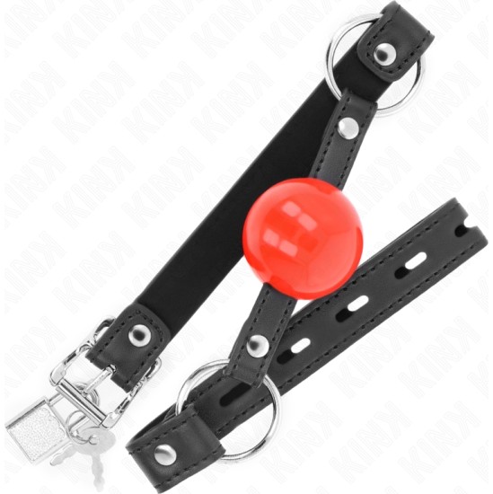 Kink Collar & Gag KINK - BALL 4 CM GAG WITH LOCK RED BALL BLACK STRAP 60 x 2 CM