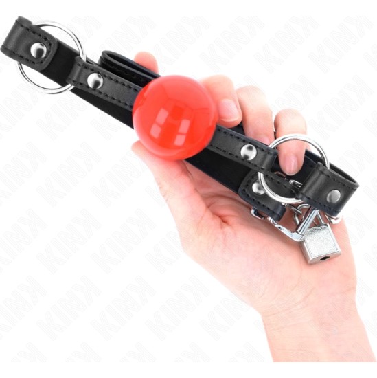 Kink Collar & Gag KINK - BALL 4 CM GAG WITH LOCK RED BALL BLACK STRAP 60 x 2 CM