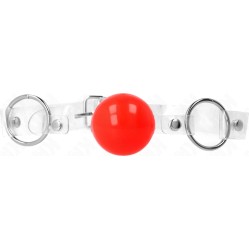 Kink Collar & Gag KINK - RED TRANSPARENT PVC BALL 4 CM GAG ADJUSTABLE