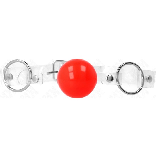 Kink Collar & Gag KINK - RED TRANSPARENT PVC BALL 4 CM GAG ADJUSTABLE