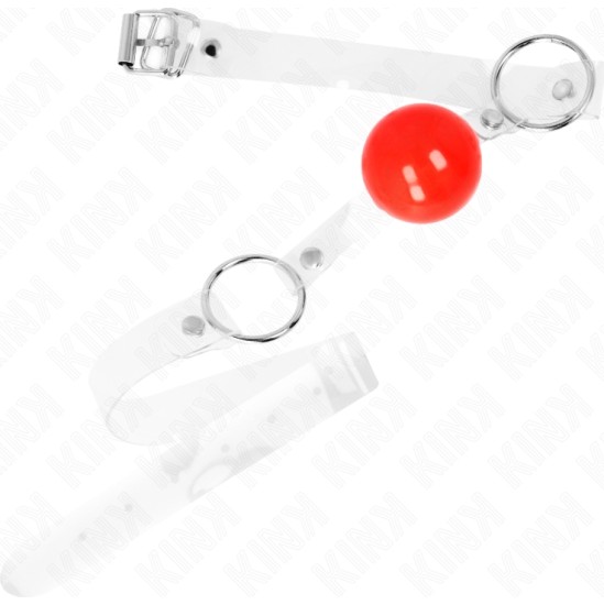 Kink Collar & Gag KINK - RED TRANSPARENT PVC BALL 4 CM GAG ADJUSTABLE
