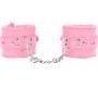 Kink Wrist Restraint KINK - FUR LINED WRIST RESTRAINTS WITH SQUARE HOLES PINK AND PINK BELT ADJUSTABLE 17-29 CM X 6 CM