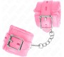 Kink Wrist Restraint KINK - FUR LINED WRIST RESTRAINTS WITH SQUARE HOLES PINK AND PINK BELT ADJUSTABLE 17-29 CM X 6 CM