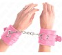 Kink Wrist Restraint KINK - FUR LINED WRIST RESTRAINTS WITH SQUARE HOLES PINK AND PINK BELT ADJUSTABLE 17-29 CM X 6 CM