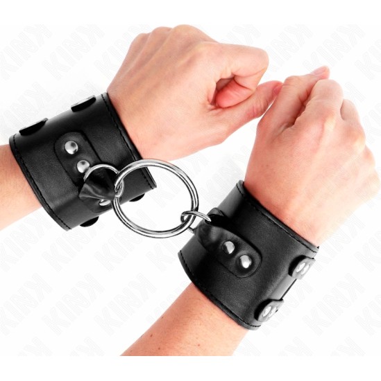 Kink Wrist Restraint KINK - FIXED WRIST RESTRAINTS WITH RING AND STUDS ADJUSTABLE BLACK 17-22 CM X 6.5 CM