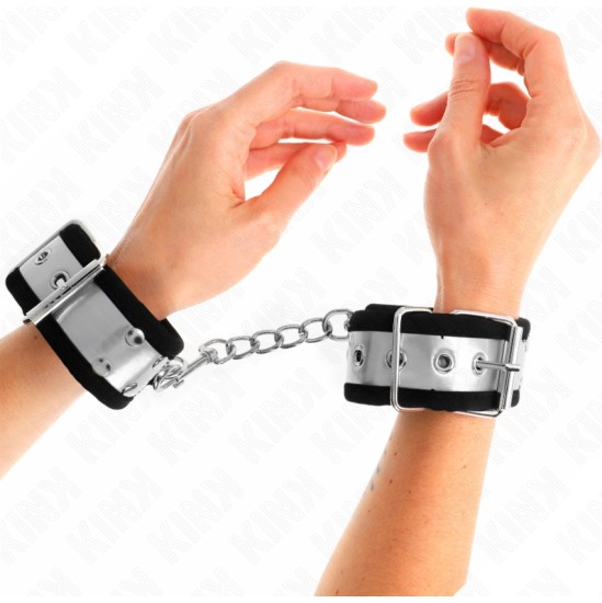 Kink Wrist Restraint KINK - THIN WRIST RESTRAINTS BLACK / SILVER 30 X 4 CM