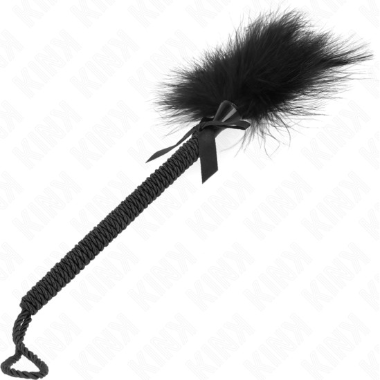 Kink Impact & Touch KINK - NYLON ROPE WAND WITH TICKLE FEATHERS AND BLACK BOW 25 CM