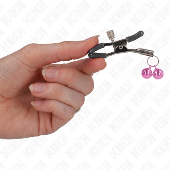 Kink Nipple Grip KINK - DOUBLE BELL NIPPLE CLAMP PINK 6 CM