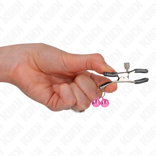 Kink Nipple Grip KINK - DOUBLE BELL NIPPLE CLAMP PINK 6 CM