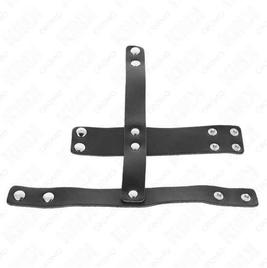 Kink Ring Power KINK - LEATHER PENIS CAGE RING WITH ADJUSTABLE BALL DIVIDER