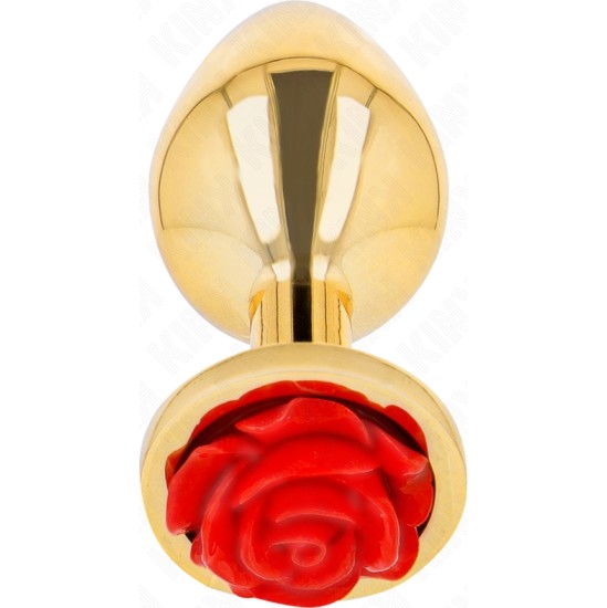 Kink Pleasure Plugs KINK - PLUG ANAL GOLD ROSE RED SIZE S