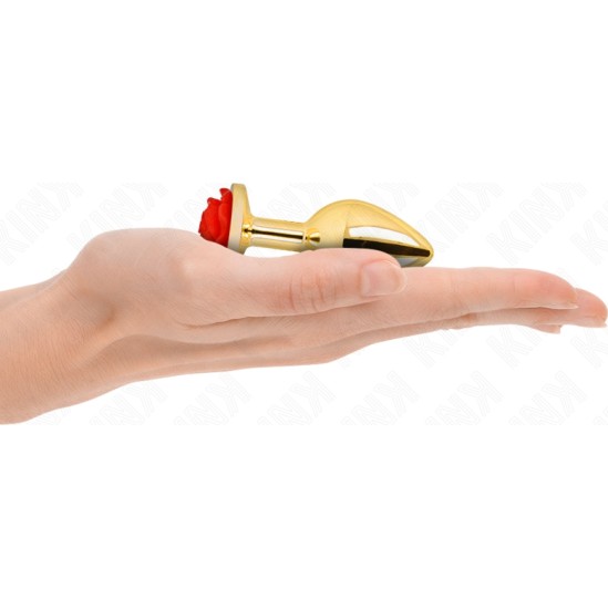 Kink Pleasure Plugs KINK - PLUG ANAL GOLD ROSE RED SIZE S