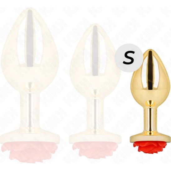 Kink Pleasure Plugs KINK - PLUG ANAL GOLD ROSE RED SIZE S