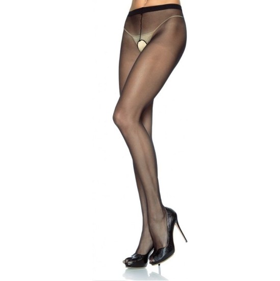Leg Avenue Hosiery LEG AVENUE - NYLON PANTIES WITH CROTCH OPENING BLACK