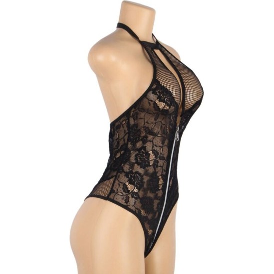 Subblime Bodies SUBBLIME - TEDDY FLORAL LACE ZIPPER L/XL