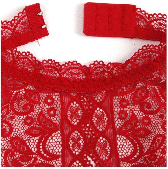 Subblime Bodystockings SUBBLIME - 953874 OPEN CUP BODYSUIT RED S/M