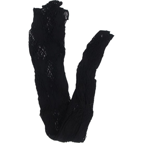 Subblime Bodystockings SUBBLIME - 952129 FISHNET BODYSTOCKING WITH DRESS DESIGN AND FLORAL DETAILS BLACK ONE SIZE