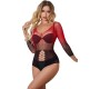 Subblime Dresses SUBBLIME - 952259 RED AND BLACK GRADIENT LONG SLEEVE ELASTIC FISHNET DRESS ONE SIZE