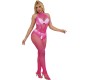 Subblime Bodystockings SUBBLIME - 952389 FISHNET AND LACE CROTCHLESS BODYSTOCKING WITH HIGH NECK PINK ONE SIZE