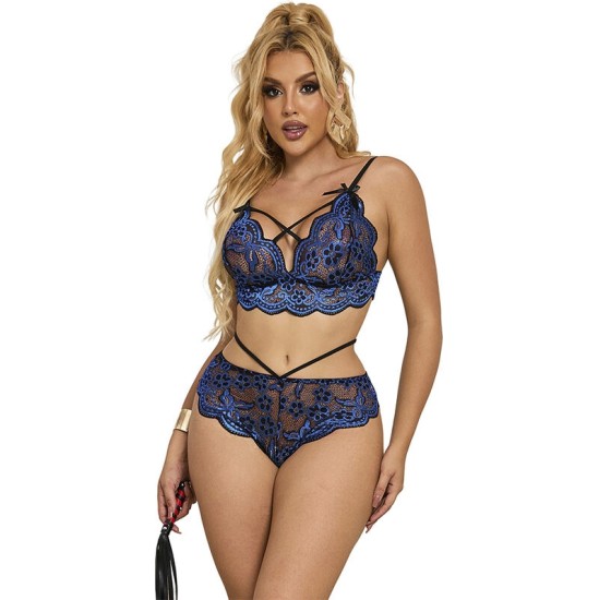 Subblime Sets SUBBLIME - 954062 BRA + PANTIES LACE BLUE S/M