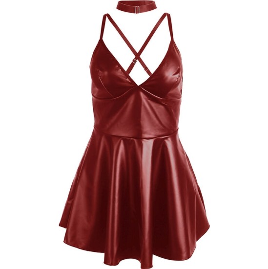 Subblime Dresses SUBBLIME - 955397 DRESS WITH BURGUNDY LEATHER STRAPS S/M