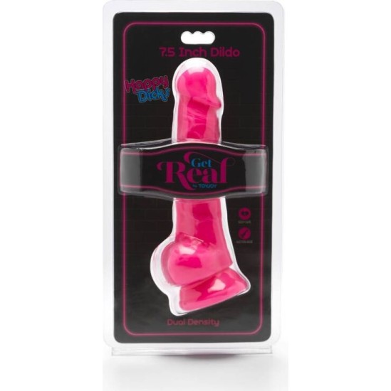 Get Real HAPPY DICKS 19 CM WITH BALLS PINK