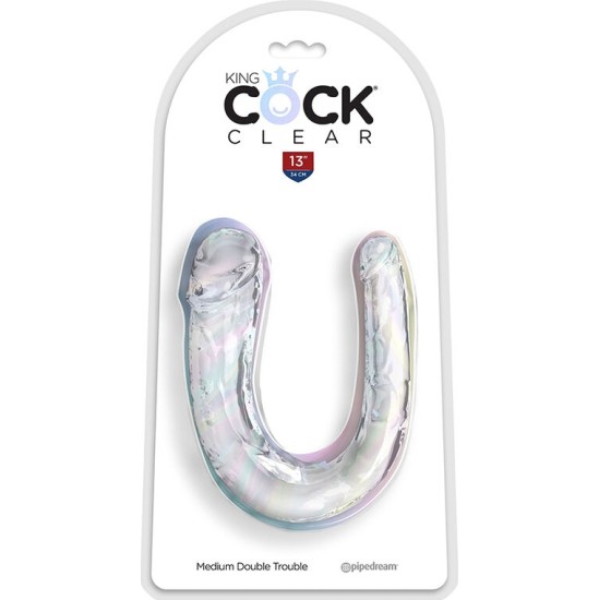 King Cock DOUBLE TROUBLE DOUBLE DILDO 33 CM CLEAR