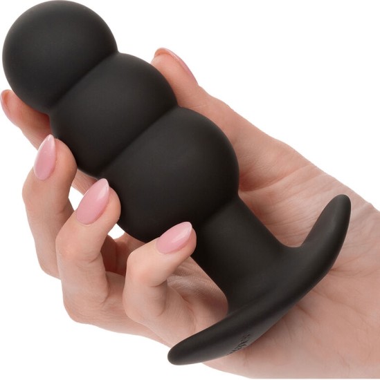 Calexotics ROCK BOTTOM BEADED ANAL PLUG 10 VIBRATIONS SILICONE BLACK