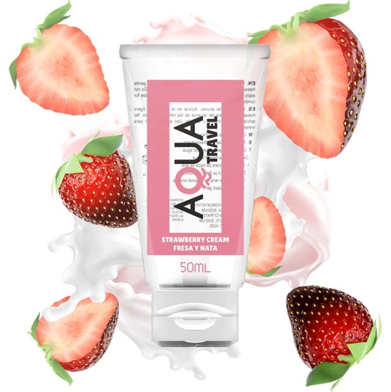 Aqua Travel STRAWBERRY CREAM FLAVOUR WATERBASED LUBRICANT - 50 ML
