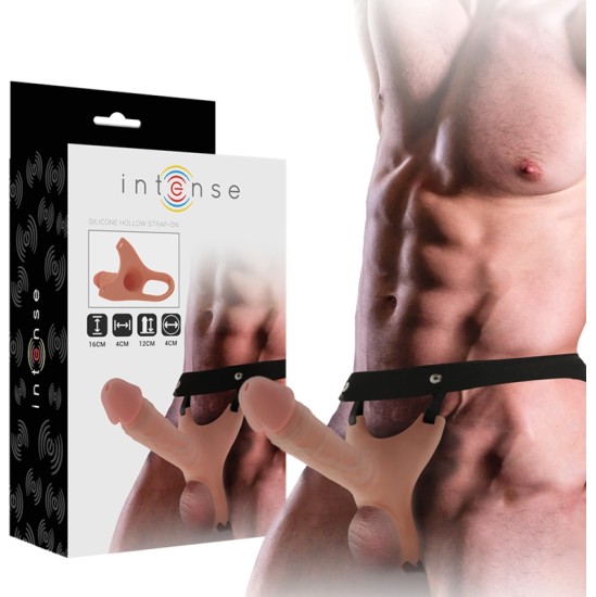 Intense Couples Toys INTENSE - HOLLOW HARNESS WITH SILICONE DILDO 16 X 3.5 CM