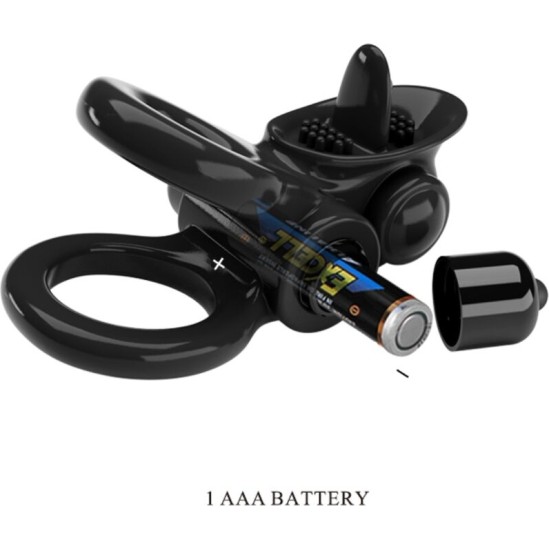 Pretty Love PASSIONATE RING DOUBLE VIBRATING RING + CLITORIS STIMULATOR BLACK