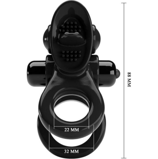 Pretty Love PASSIONATE RING DOUBLE VIBRATING RING + CLITORIS STIMULATOR BLACK